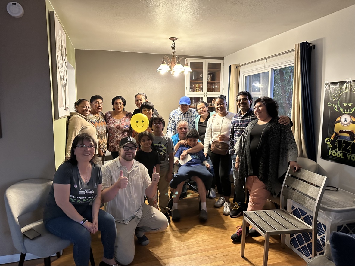 Church family gathering in a home